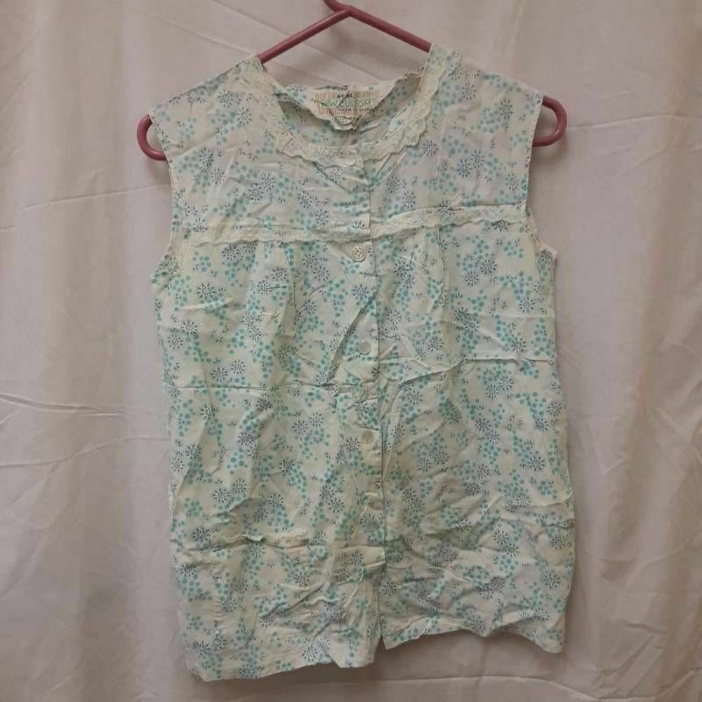 Vintage New Custom Womens Button Up Blouse Floral
